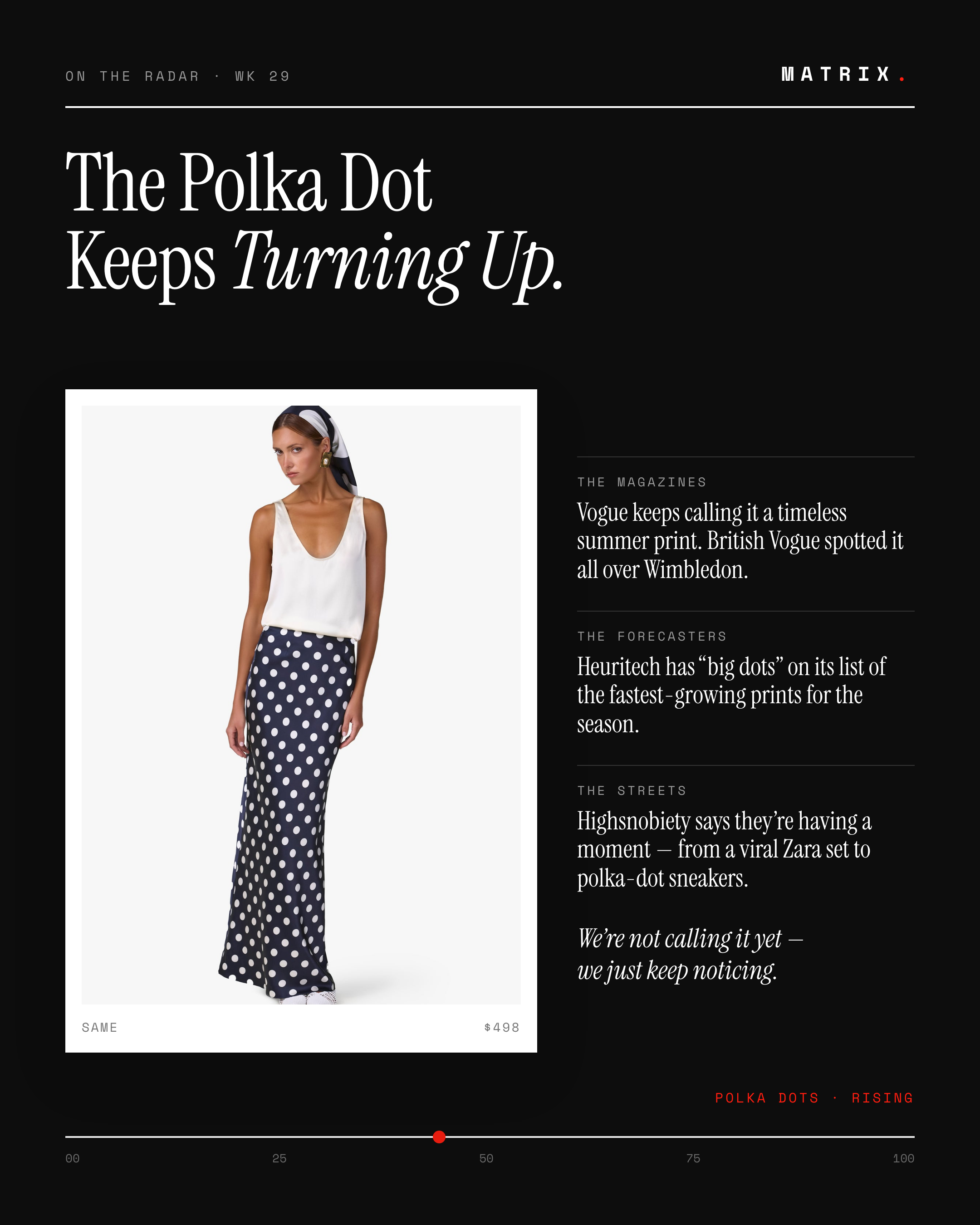 The polka dot keeps turning up. Not a call — just a print…
